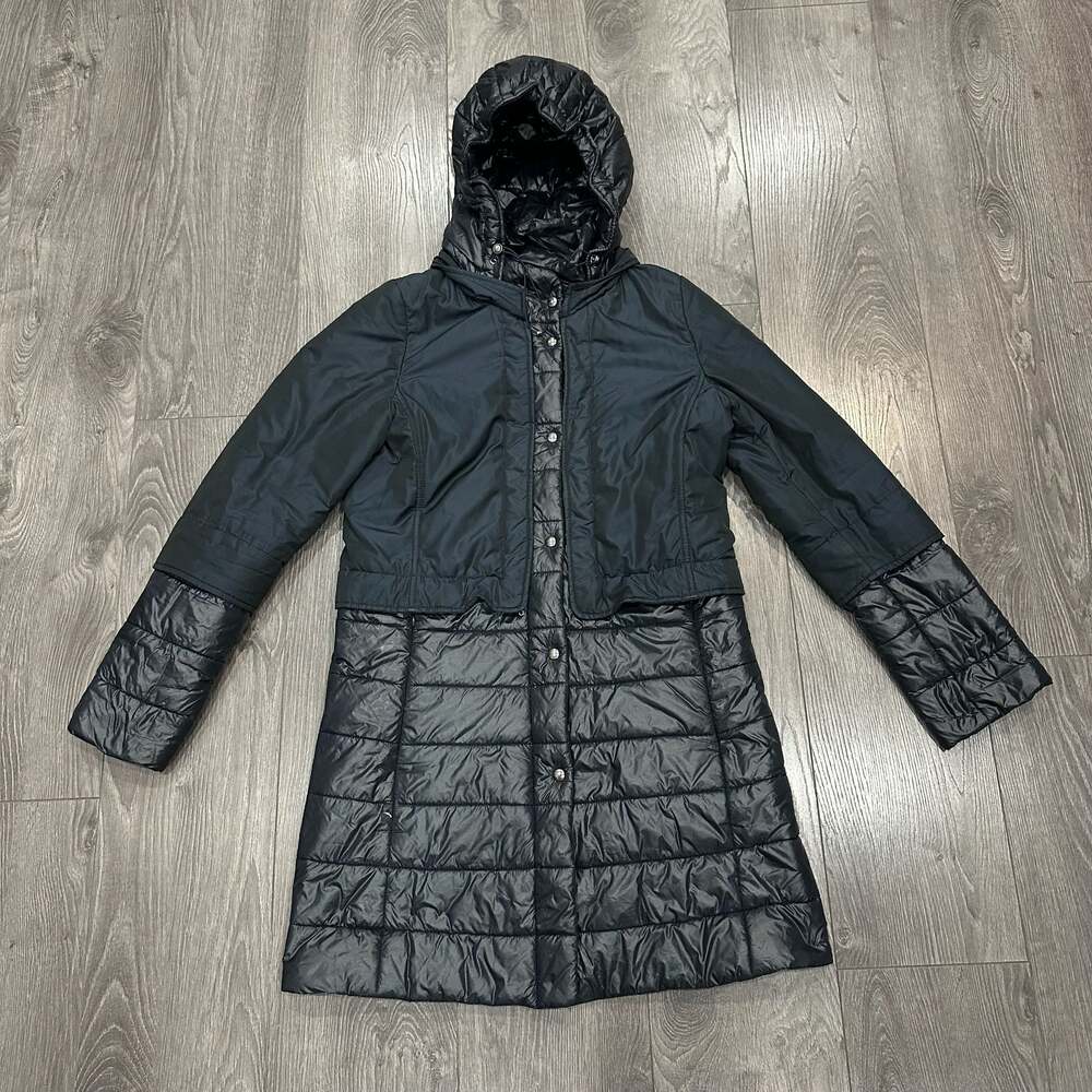 Mabrun Quilted Hooded Puffer Jacket Black Size 40